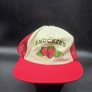 Vintage Smucker's Trucker Hat Snapback Baseball Cap Mesh OS Strawberry Jam